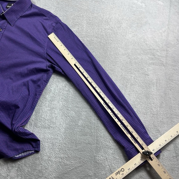 ButterCloth Shirt Mens XL Purple Check Long Sleeve Button Down - Picture 6 of 8